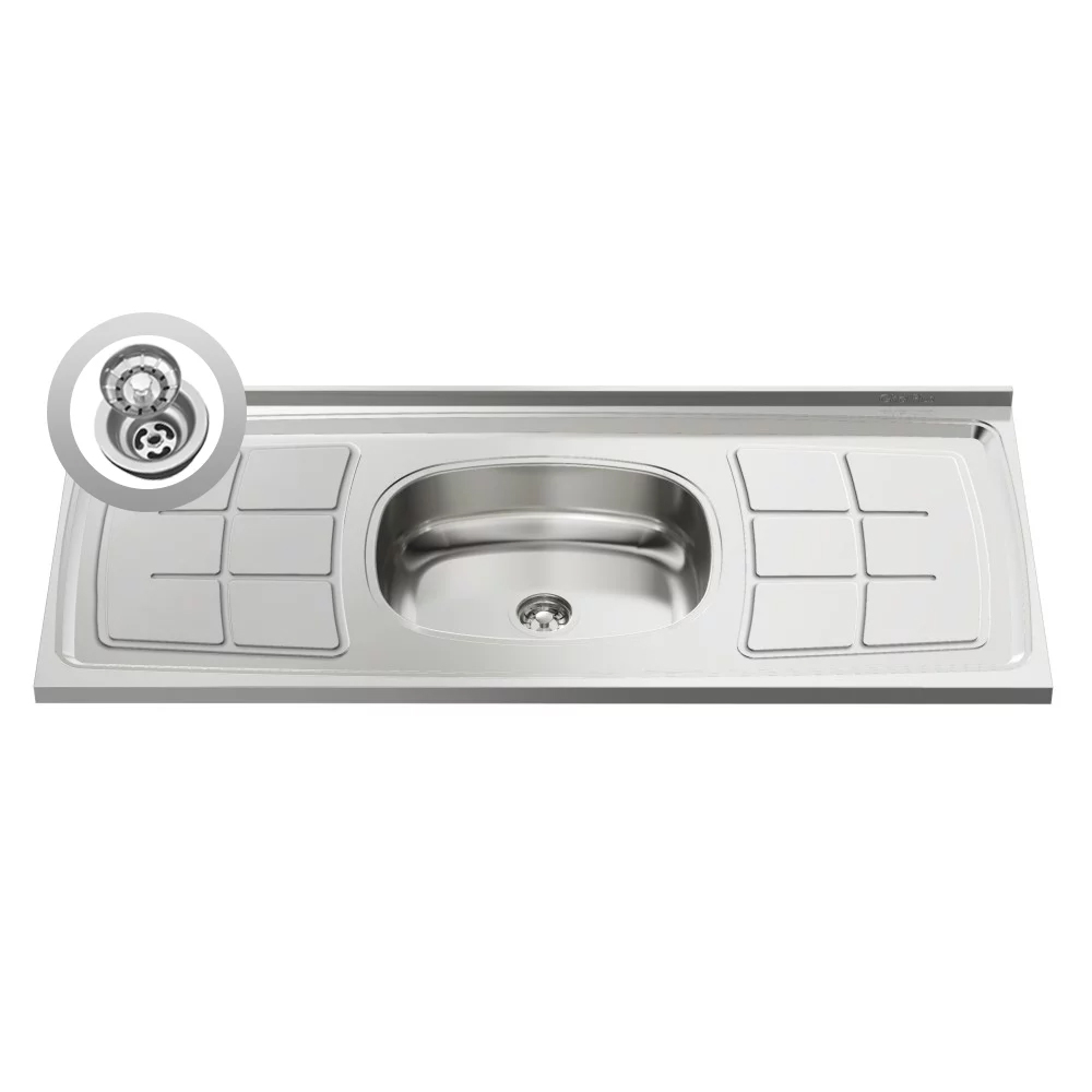 Balcão Gabinete Com Pia Inox 100cm 2 Portas 2 Gavetas Luziania Branco - Lumil Móveis