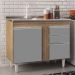 Balcão Gabinete Com Pia Inox 100cm 2 Portas 2 Gavetas Luziania Castanho/Cinza - Lumil