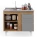 Balcão Gabinete Com Pia Inox 100cm 2 Portas 2 Gavetas Luziania Castanho/Cinza - Lumil