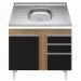 Balcão Gabinete Com Pia Inox 100cm 2 Portas 2 Gavetas Luziania Castanho/Preto - Lumil