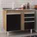 Balcão Gabinete Com Pia Inox 100cm 2 Portas 2 Gavetas Luziania Castanho/Preto - Lumil