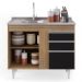 Balcão Gabinete Com Pia Inox 100cm 2 Portas 2 Gavetas Luziania Castanho/Preto - Lumil
