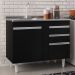 Balcão Gabinete Com Pia Inox 100cm 2 Portas 2 Gavetas Luziania Preto - Lumil Móveis