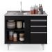 Balcão Gabinete Com Pia Inox 100cm 2 Portas 2 Gavetas Luziania Preto - Lumil Móveis