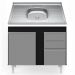 Balcão Gabinete Com Pia Inox 100cm 2 Portas 2 Gavetas Luziania Preto/Cinza - Lumil