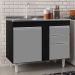Balcão Gabinete Com Pia Inox 100cm 2 Portas 2 Gavetas Luziania Preto/Cinza - Lumil