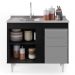 Balcão Gabinete Com Pia Inox 100cm 2 Portas 2 Gavetas Luziania Preto/Cinza - Lumil