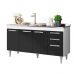 Balcão Gabinete Lisboa e Pia Inox 150cm 4 Portas - Lumil Móveis