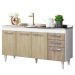 Balcão Gabinete Lisboa e Pia Inox 150cm 4 Portas - Lumil Móveis