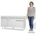 Balcão Gabinete Para Pia 150cm Sem Tampo 3 Portas 1 Gaveta Dakota Branco - Lumil