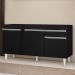 Balcão Gabinete Para Pia 150cm Sem Tampo 3 Portas 1 Gaveta Dakota Preto - Lumil