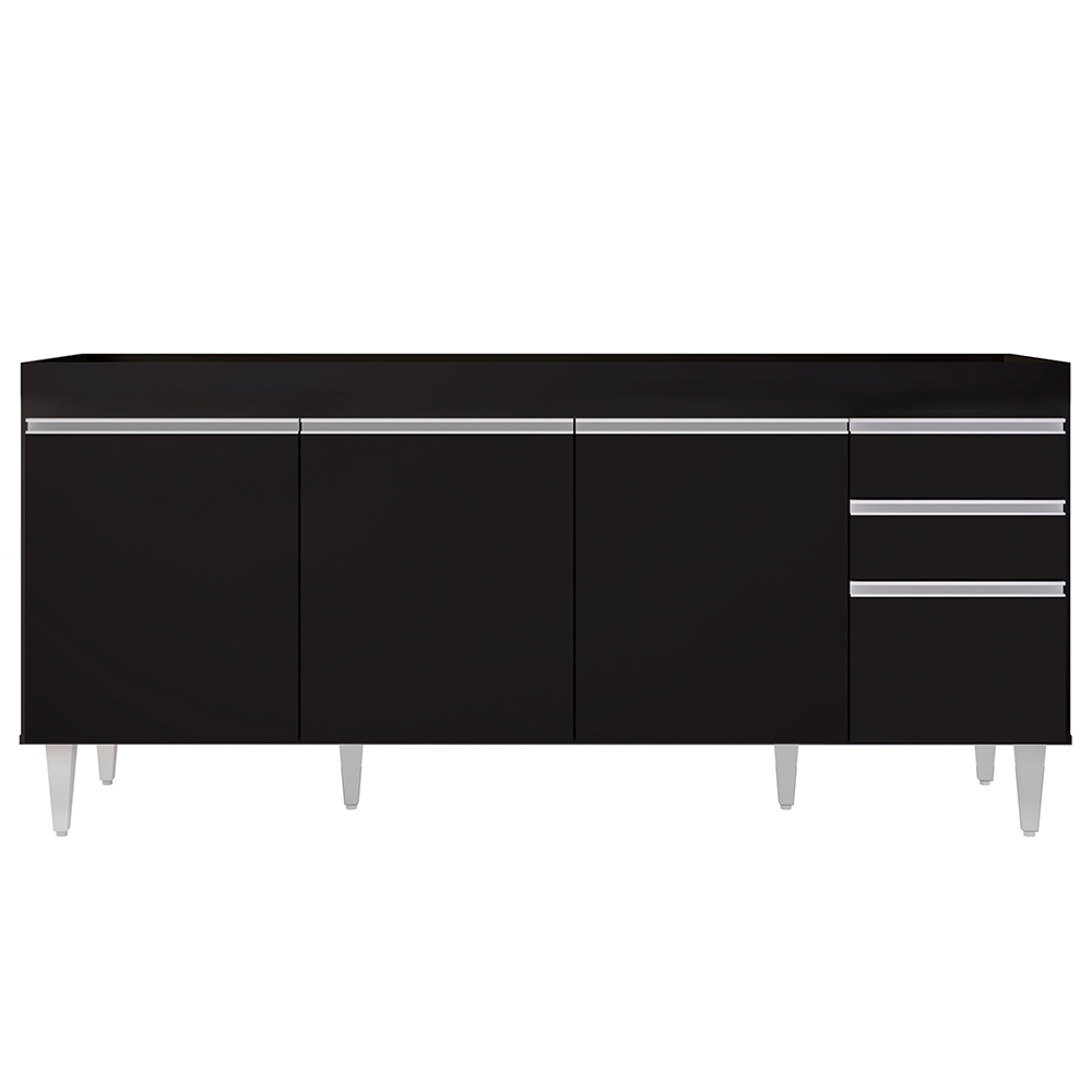 Balcão Gabinete Para Pia 180cm Sem Tampo Dallas Preto - Lumil