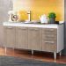 Balcão Gabinete Pia Inox 150cm Lisboa 4 Portas Branco/Castanho - Lumil Móveis
