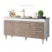 Balcão Gabinete Pia Inox 150cm Lisboa 4 Portas Branco/Castanho - Lumil Móveis