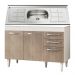 Balcão Gabinete Pia Inox Suécia 120cm 03 Portas Branco/Castanho - Lumil Móveis