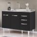Balcão Gabinete com Pia Inox 120cm 3 Portas 2 Gavetas Suécia Preto - Lumil