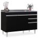 Balcão Gabinete com Pia Inox 120cm Michigan Preto - Lumil