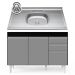 Balcão Gabinete com Pia Inox 120cm Michigan Preto/Cinza - Lumil
