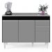Balcão Gabinete com Pia Inox 120cm Michigan Preto/Cinza - Lumil