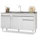 Balcão Gabinete com Pia Inox 150cm 3 Portas 1 Gaveta Dakota Branco - Lumil