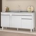 Balcão Gabinete com Pia Inox 150cm 3 Portas 1 Gaveta Dakota Branco - Lumil