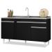 Balcão Gabinete com Pia Inox 150cm 3 Portas 1 Gaveta Dakota Preto - Lumil