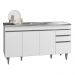 Balcão Gabinete com Pia Inox 150cm 4 Portas 2 Gavetas Marrocos Branco - Lumil