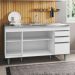 Balcão Gabinete com Pia Inox 150cm 4 Portas 2 Gavetas Marrocos Branco - Lumil