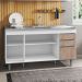 Balcão Gabinete com Pia Inox 150cm 4 Portas 2 Gavetas Marrocos Branco/Castanho - Lumil