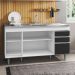 Balcão Gabinete com Pia Inox 150cm 4 Portas 2 Gavetas Marrocos Branco/Preto - Lumil
