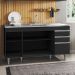 Balcão Gabinete com Pia Inox 150cm 4 Portas 2 Gavetas Marrocos Preto - Lumil