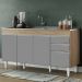 Balcão Gabinete com Pia Inox 150cm Marrocos Castanho/Cinza - Lumil