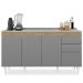 Balcão Gabinete com Pia Inox 150cm Marrocos Castanho/Cinza - Lumil