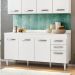 Balcão Gabinete de Pia 150cm 4 Portas 2 Gavetas Com Tampo Lis L03 Branco - Mpozenato