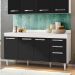 Balcão Gabinete de Pia 150cm 4 Portas 2 Gavetas Com Tampo Lis L03 Branco/Preto - Mpozenato