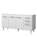 Balcão Gabinete de Pia 150cm Lisboa 4pts 2gav Branco/Carvalho - Lumil Móveis