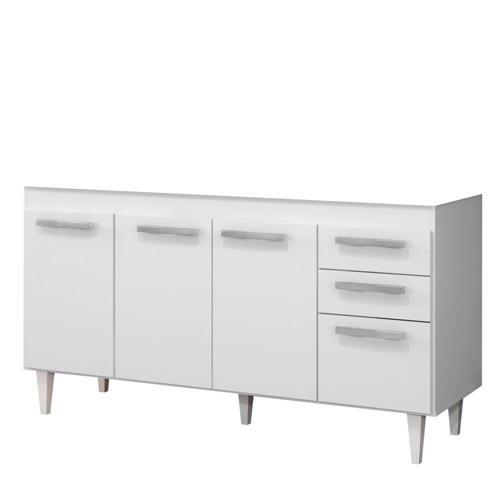Balcão Gabinete de Pia 150cm Lisboa 4pts 2gav Branco/Carvalho - Lumil Móveis