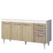 Balcão Gabinete de Pia 150cm Lisboa 4pts 2gav Branco/Carvalho - Lumil Móveis