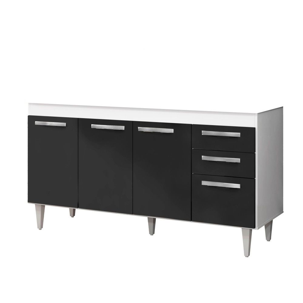 Balcão Gabinete de Pia 150cm Lisboa 4pts 2gav Branco/Carvalho - Lumil Móveis