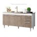 Balcão Gabinete de Pia 150cm Lisboa 4pts 2gav Branco/Castanho - Lumil Móveis