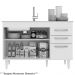 Balcão Gabinete de Pia Com Tampo Suécia 120cm 03 Portas 02 Gavetas Branco/Castanho - Lumil Móveis
