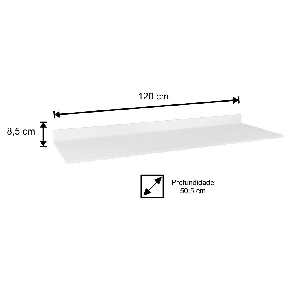 Balcão Gabinete de Pia Com Tampo Suécia 120cm 03 Portas 02 Gavetas Branco/Castanho - Lumil Móveis