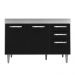 Balcão Gabinete de Pia Suécia sem Tampo 120cm 03 Portas 02 Gavetas Branco/Preto - Lumil Móveis