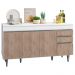 Balcão Gabinete de Pia com Tampo 150cm 4 Portas 2 Gavetas Marrocos Branco/Castanho - Lumil
