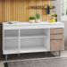 Balcão Gabinete de Pia com Tampo 150cm 4 Portas 2 Gavetas Marrocos Branco/Castanho - Lumil