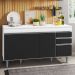Balcão Gabinete de Pia com Tampo 150cm 4 Portas 2 Gavetas Marrocos Branco/Preto - Lumil