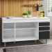 Balcão Gabinete de Pia com Tampo 150cm 4 Portas 2 Gavetas Marrocos Branco/Preto - Lumil