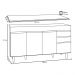 Balcão Gabinete de Pia com Tampo 150cm 4 Portas 2 Gavetas Marrocos Branco/Preto - Lumil