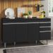 Balcão Gabinete de Pia com Tampo 150cm 4 Portas 2 Gavetas Marrocos Preto - Lumil