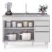 Balcão Gabinete para Pia 120cm sem Tampo 3 Portas 2 Gavetas Michigan Branco - Lumil Móveis
